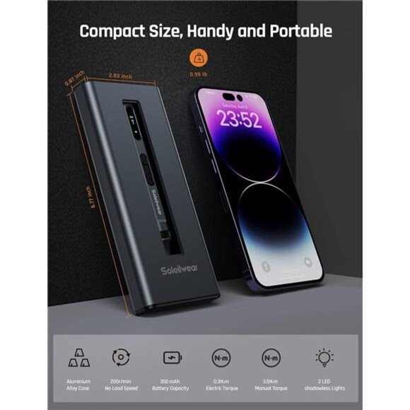 Mini Electric Screwdriver,52 in 1 Electric Screwdriver Kit with 48 Magnetic Bits - Picture 2 of 7